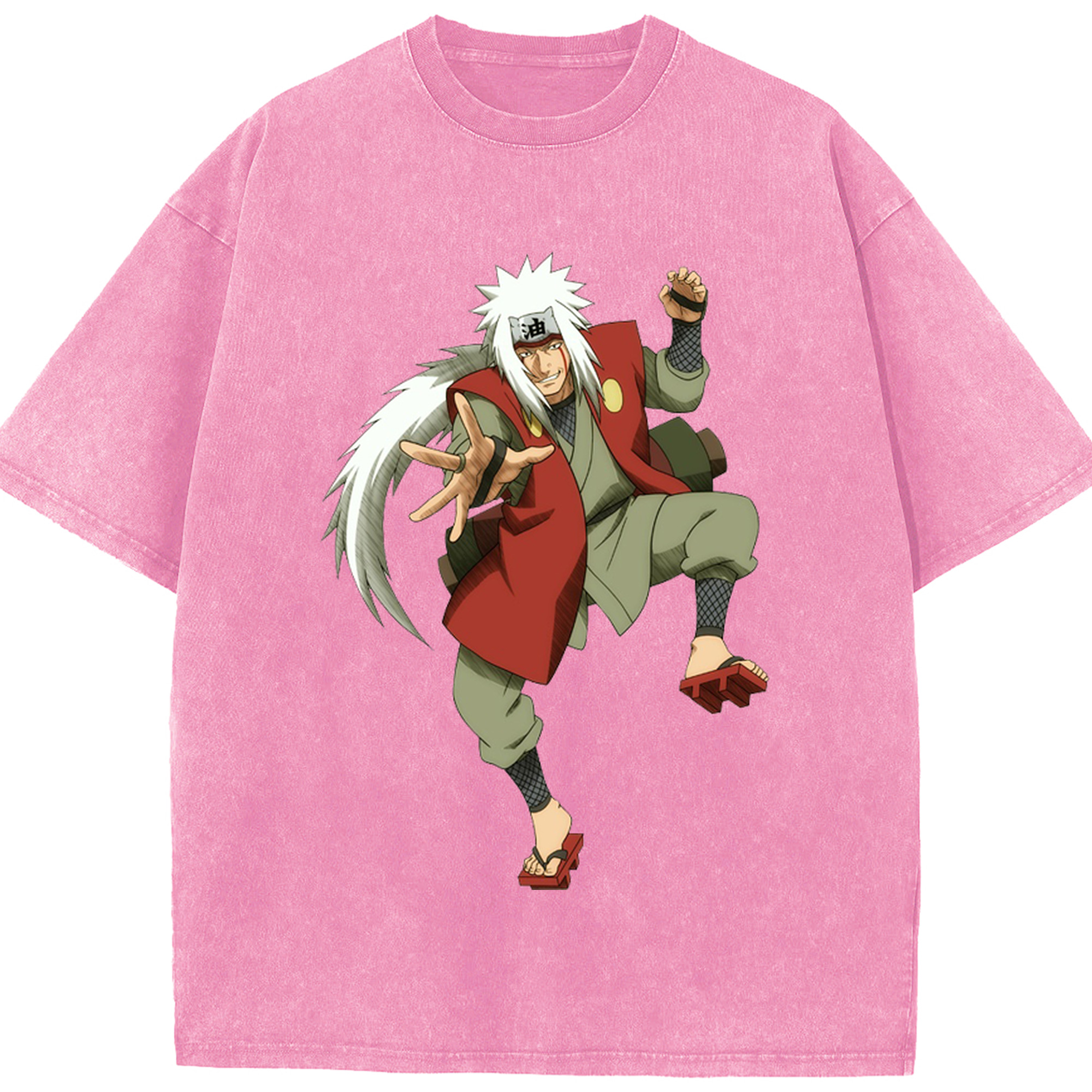（画像用） NARUTO -ナルト- 自来也（じらいや） Jiraiya 綿100% ヴィンテージ風 半袖Tシャツ（フロントプリント）